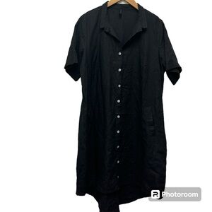 Bellinky Linen Lagenlook Button Front Shirt Dress